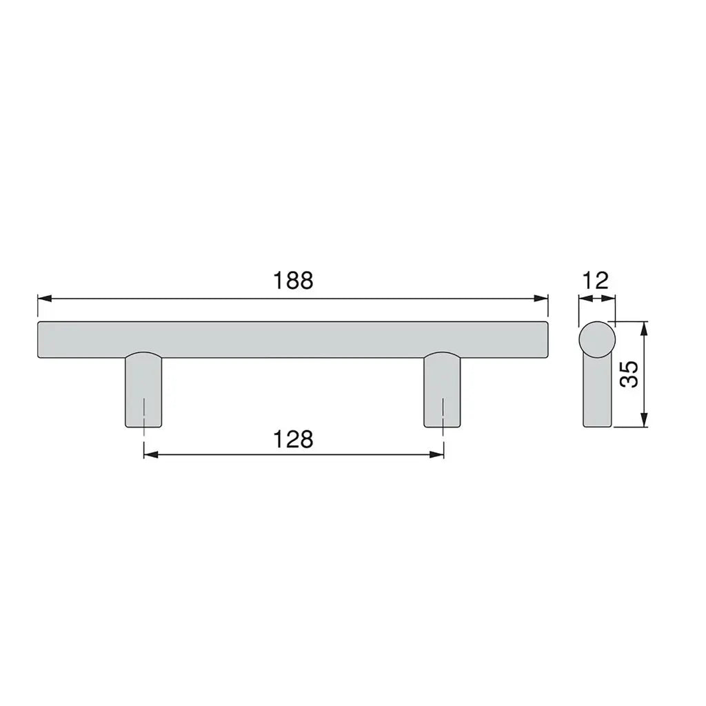 Orlando furniture handle L188 mm, center distance 128 mm, Steel, Satin nickel