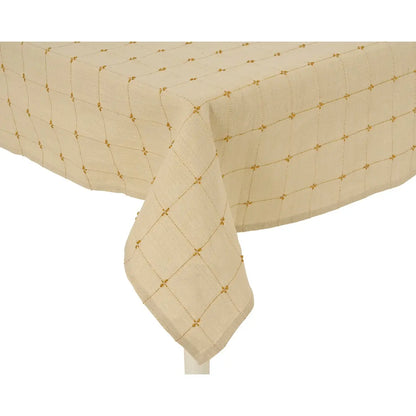 Tovaglia ecrù con decorazioni oro 140 × 180 cm