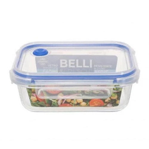 Contenitore ermetico rettangolare in vetro 640 ml 18×13,5 cm