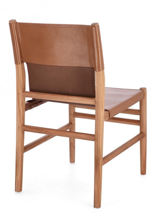 2x Sedia in pelle cognac 48x58x85h