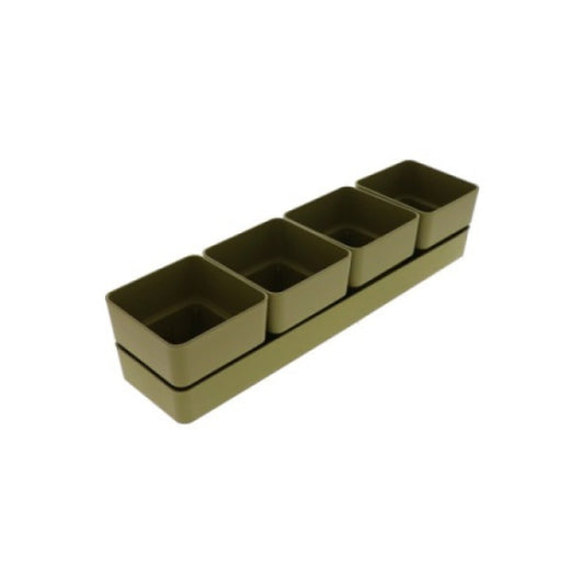 Olive green planter with rectangular saucer